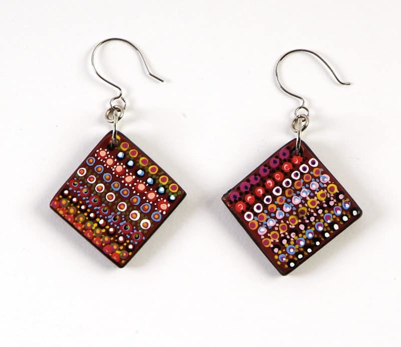 Handmade Aboriginal Art Ceramic Earrings Walka