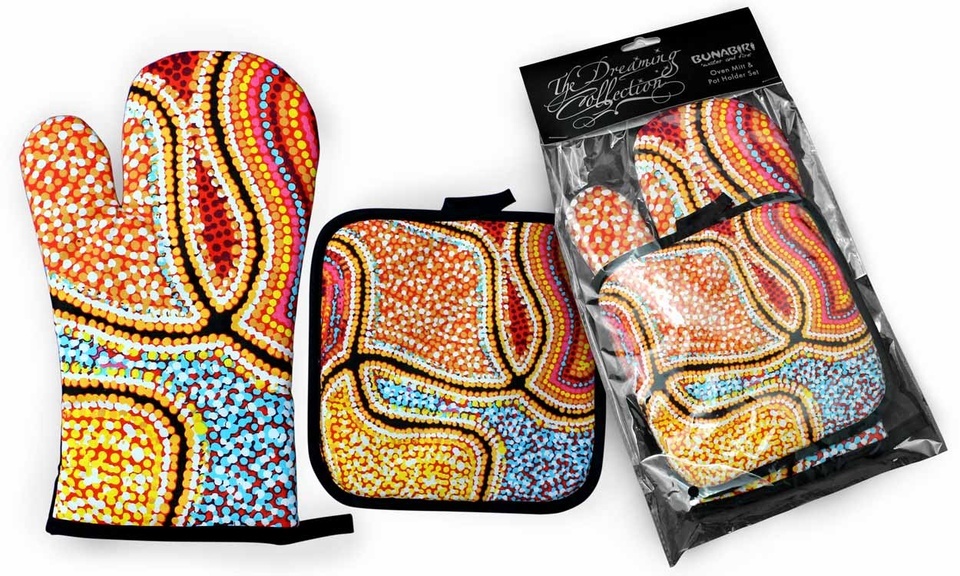 Bunabiri Dreaming Collection Mit/Pot Holder Set - Snake Dreaming