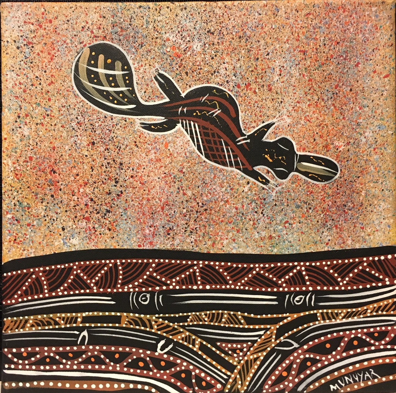 David Miller Aboriginal Art Stretched Canvas (30cm x 30cm) Journeys