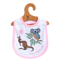 Kangaroo &amp; Koala [Pink]  Aboriginal design Cotton Baby Bib - Muralappi Dreamytime