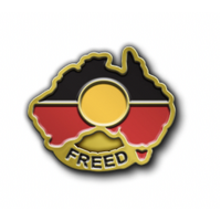 Aboriginal Flag (Australia Made) Metal Badge - Map FREED