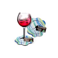 Bunabiri Aboriginal Art Neoprene Wine Glass Coaster - Rainbow Reef (Blue)