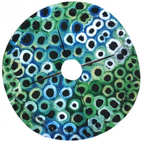Utopia Aboriginal Art Neoprene Wine Glass Cover Coaster - Soakage (Green) Round