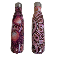 Chern&#39;ee Sutton Aboriginal Art Stainless Steel Bottle - 500ml - Waratah