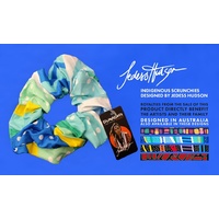 Bunabiri Aboriginal Art Cotton Hair Scrunchie - Rainbow River (Blue)