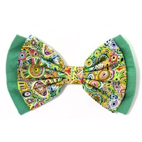 Better World Aboriginal Art Cotton Bow Hair Clip - Ramindjeri Ruwe Dreaming