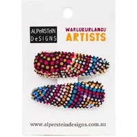 Warlukurlangu Aboriginal Art Hairclips (2 Pack) - Edible Fungus Dreaming