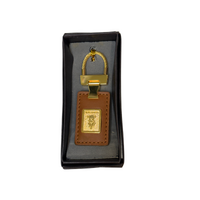Australia Boxed Leather Keyring - Gold Kangaroo