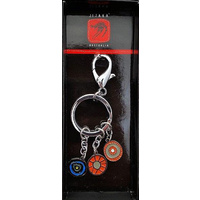 Jijaka Aboriginal Art Boxed metal Keyring - Centre Camp (Orange) [3 pce]