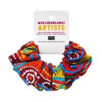 Warlukurlangu Aboriginal design Hair Scrunchy - Bush Carrot Dreaming (Medium)