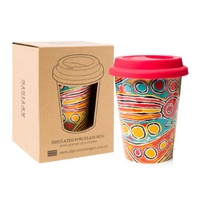 Warlukurlangu Aboriginal Art Insulated Porcelain Travel Mug - Mina Mina Dreaming