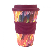 Aboriginal All Natural Bamboo Eco Travel/Coffee Mug (450ml) - Leaves (Multi)