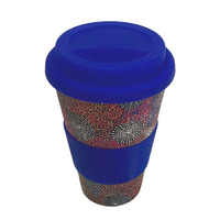 Aboriginal All Natural Bamboo Eco Travel/Coffee Mug (450ml) - Wild Orange