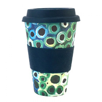 Aboriginal All Natural Bamboo Eco Travel/Coffee Mug (450ml) - Soakage (Navy)