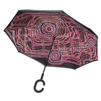 Warlukurlangu Aboriginal Art Inverted Umbrella - Mina Mina Dreaming