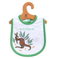 Gangu the Kangaroo [Green]  Aboriginal design Cotton Baby Bib - Muralappi Dreamytime