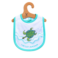 Yalnga the Turtle  [Aqua]  Aboriginal design Cotton Baby Bib - Muralappi Dreamytime