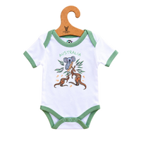 Joey Playtime [Green] Aboriginal design Soft Cotton Romper (0-3mths) - Muralappi Dreamytime