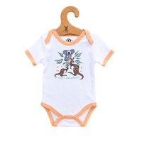 Joey First Walkabout [Peach] Aboriginal design Soft Cotton Romper (0-3mths) - Muralappi Dreamytime