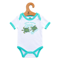 Turtle Playtime [Aqua] Aboriginal design Soft Cotton Romper (0-3mths) - Muralappi Dreamytime