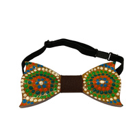 Handpainted Aboriginal Art Timber Giftboxed Bowtie - Brown