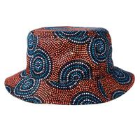 Warlukurlangu Aboriginal Art Cotton Large Bucket Hat (59cm) - Flying Ants Dreaming