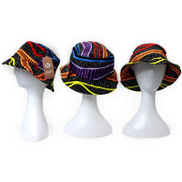 Bunabiri Aboriginal Art Cotton Bucket Hat - Rainbow River