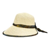 Warrina Aboriginal Art Ladies Straw Floppy Hat - Bush Camp