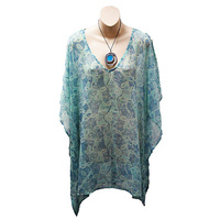 Jijaka Aboriginal Art Polyester Chiffon Kaftan - Mulga Seeds