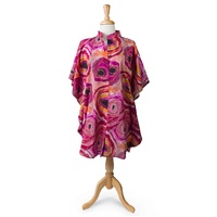 Warlukurlangu Aboriginal Art Short Cotton Kaftan - Brush-Tail Possum Dreaming