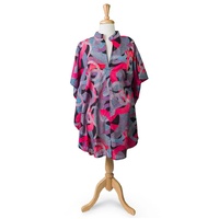 Warlukurlangu Aboriginal Art Short Cotton Kaftan - Fire Country Dreaming