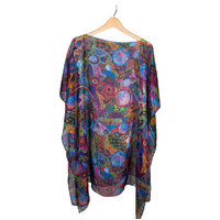 Justin Butler Aboriginal Art Sheer Polyester Poncho - The Dingo and the Kangaroo storyline