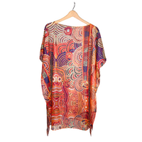 Papulankutja Aboriginal Art Sheer Polyester Poncho - Mulga Country