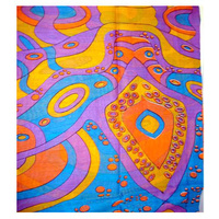Keringke Aboriginal Art Cotton Voile Sarong (Blue/Orange) - 1.8m