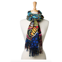 Justin Butler Aboriginal Art Polyester Cashmere Scarf (70cm x 180cm) - Dingo &amp; Kangaroo Story