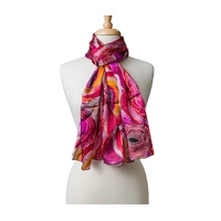 Warlukurlangu Aboriginal Art 100% Silk Scarf [170cm x 53cm] - Brush-Tail Possum Dreaming