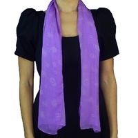 Jijaka Aboriginal Art Silk Chiffon Scarf - Rockpool (Purple)