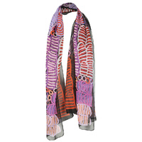 Outstations Aboriginal Art Pure Silk Chiffon Scarf - Awelye &amp; Bush Melon (Lilac)