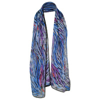 Outstations Aboriginal Art 100% Silk Chiffon  Scarf - Bush Grasses (Purple)