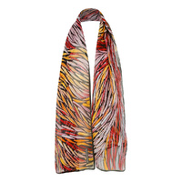 Outstations Aboriginal Art Pure Silk Chiffon Scarf - Bush Grasses (Orange)