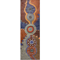 Outstations Aboriginal Art Polyester Chiffon Scarf - Kangaroo Story (Rust)