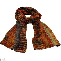 Saretta Aboriginal Art Hand-Made Pure Silk Giftboxed Scarf (180cm x 50cm) - Puruma (Lift UP)