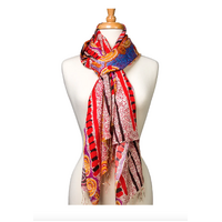 Warlukurlangu Aboriginal Art Silk Blend Scarf [180cm x 70cm] - Yanjirlpirri Jukurrpa