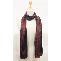 Warrina Aboriginal Art 100% Silk/Satin Scarf [180cm x 50cm] - Gathering by the Creek