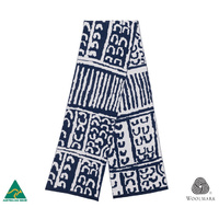 Aboriginal Art Woollen Scarf - Yuendumu Door Blue