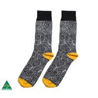 Warlukurlangu Aboriginal Art Men&#39;s Cotton Socks - Mina Mina Dreaming