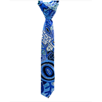 Better World Aboriginal Art Digital Print Boxed Polyester Tie - Pikilyi (Blue)