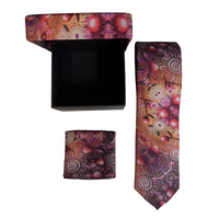 Chern'ee Sutton Aboriginal Art 2pce Polyester Tie Set - Warratah