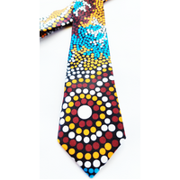 Hogarth Aboriginal Arts Polyester Silk Tie - Wetland Dreaming