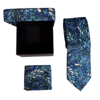 Louise Numina Aboriginal Art 2pce Polyester Tie Set - Bush Medicine Dreaming (Blue)